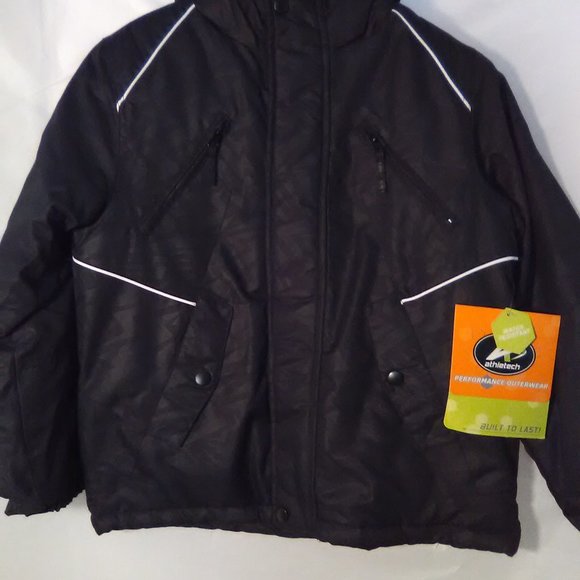 Athletech Performance Outerwear Boys Jacket Hoodie Color Black Size 8 Medium - Picture 2 of 7